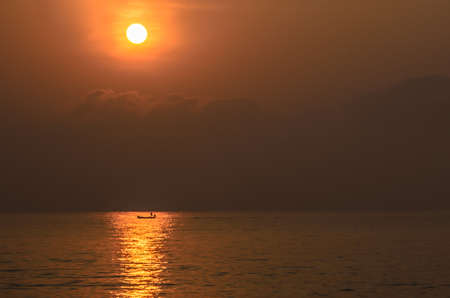 Sunset and boat.Photo taken on: February 2nd, 2014のeditorial素材
