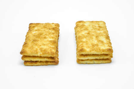 Sugar crackers biscuit on white backgroundの写真素材
