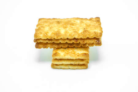 Sugar crackers biscuit on white backgroundの写真素材