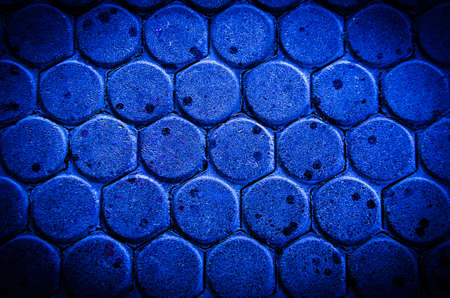 Blue road brick worm block worm texture backgroundの写真素材