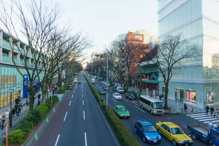 Tokyo, Japan - January 26, 2016: Omote Sando Road in eveningのeditorial素材
