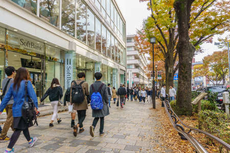 Tokyo, Japan - November 20, 2016 :Pedestrians crowded at Harajuku Tokyo , Japan . Harajuku is known internationally as a center of Japanese youth culture and fashion.のeditorial素材