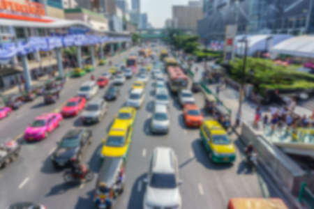  Blurred background .heavy traffic in front Centralworldの写真素材