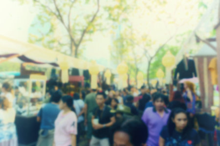Abstract blur vintage style market in park.の写真素材