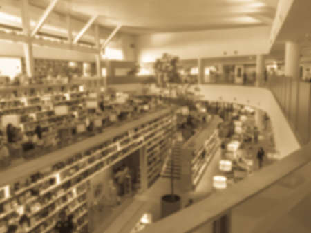 Vintage style blur image of a bookstore . の写真素材
