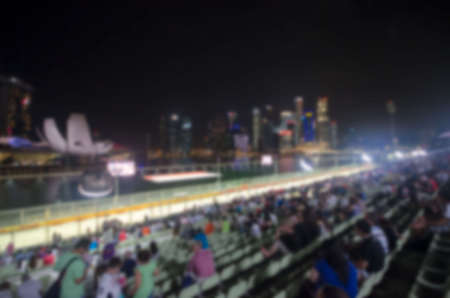 Abstract blurred .Track arena and Singapore city view .の写真素材