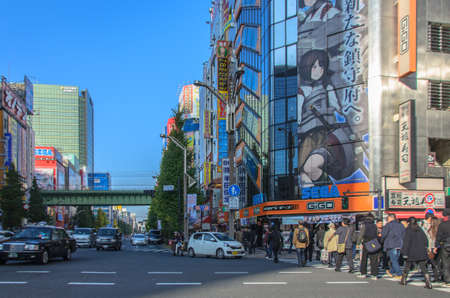 Tokyo, Japan - November 22, 2016 :Akihabara district in Tokyo, Japan. The district is a major shopping area for electronic, computer, anime, games and otaku goods.のeditorial素材