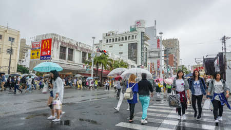 OKINAWA, JAPAN - April 22 , 2017:  Kokusai dori, the main street in Naha City, Okinawa,のeditorial素材