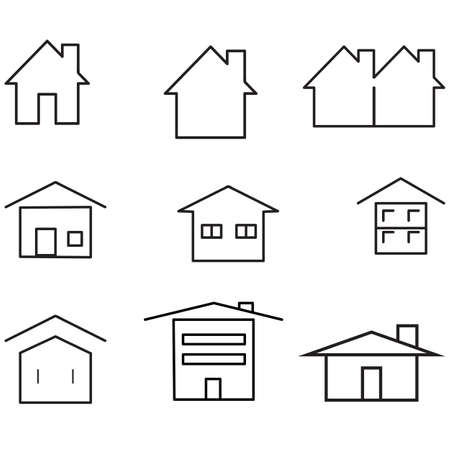 Building icon minimal style Icon vector Eps10 set.のイラスト素材