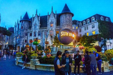 October 18 , 2018 - Danang , Vietnam : Ba Na Hills Mountain Resort, the multi-level complex filled...