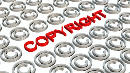 Copyright sign and lettering isolated on white backgroundの写真素材