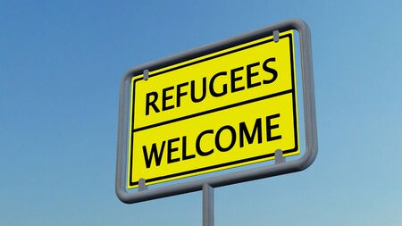 Refugees welcome signの写真素材