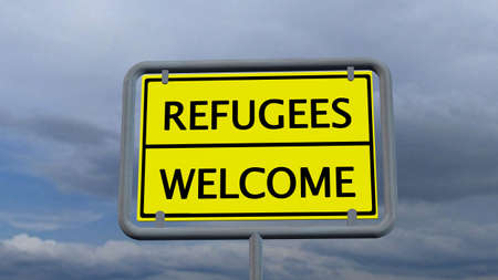 Refugees Welcome signの写真素材