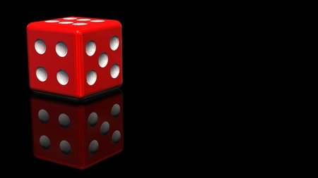 Red Dice - reflected on a black backgroundの写真素材