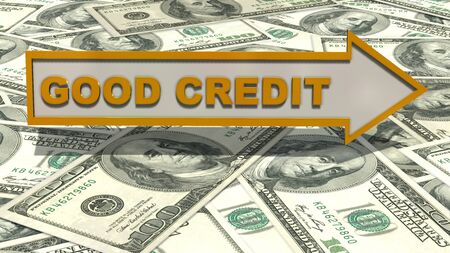 Good credit  signpost on 100 $ Billsの写真素材
