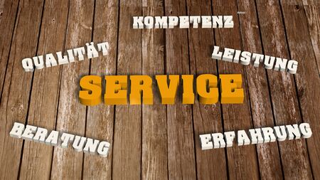 Service Lettering 3d on woodの写真素材