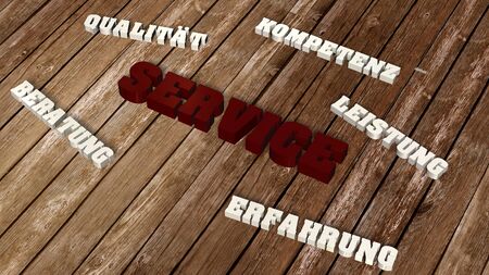 Service Lettering 3d on woodの写真素材