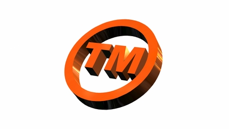 TM - round Trademark sign on white backgroundの写真素材