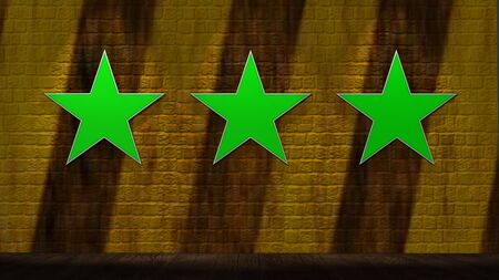 greenscreen frames on old brick wall illuminated with spot lightsの写真素材