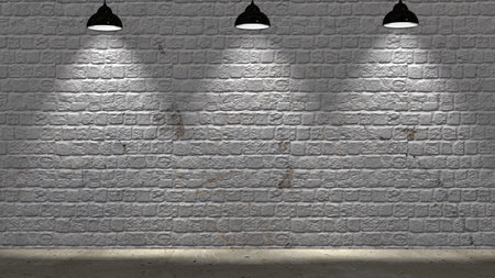 brickwall with spot lights and wood floor