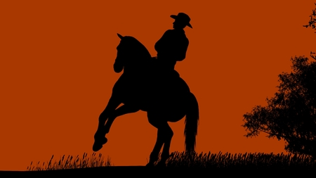Cowboy silhouetteの写真素材