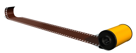 35mm camera photo movie canisters isolated on whiteの写真素材