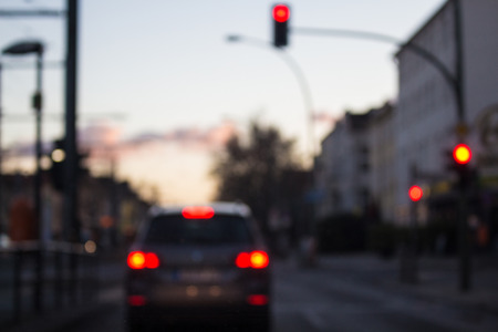 city ??street car traffic and lights in berlin germany blurred backgroundの写真素材