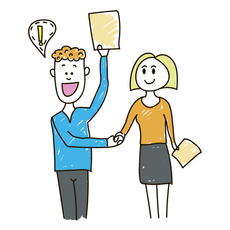 Vector illustration. Signing a contract. Little people. Charactersのイラスト素材