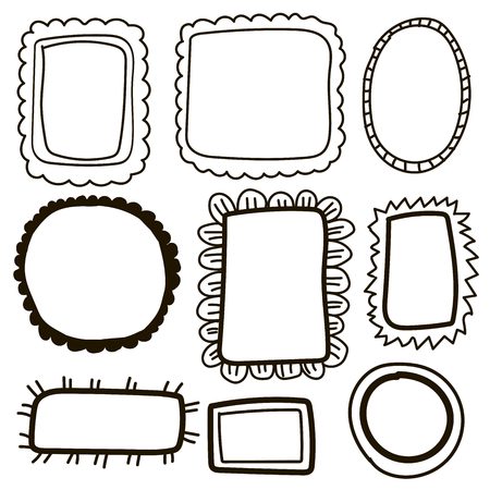 Hand drawn frames set. Cartoon style. Vector.のイラスト素材