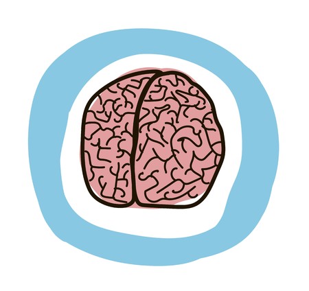 human brain in the style of the doodle, the human brain icon.のイラスト素材