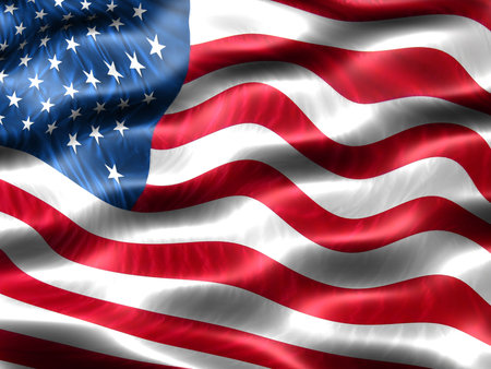 flag of the United States of America with silky appearance and waves (computer generated...