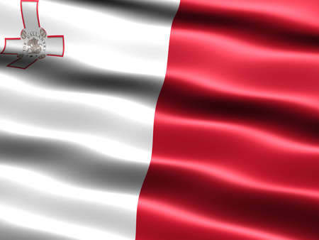 Computer generated illustration of the flag of Malta with silky appearance and wavesの写真素材