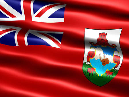 Computer generated illustration of the flag of Bermuda with silky appearance and wavesの写真素材