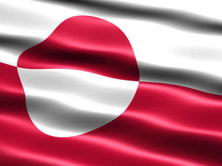Computer generated illustration of the flag of Greenland with silky appearance and wavesの写真素材