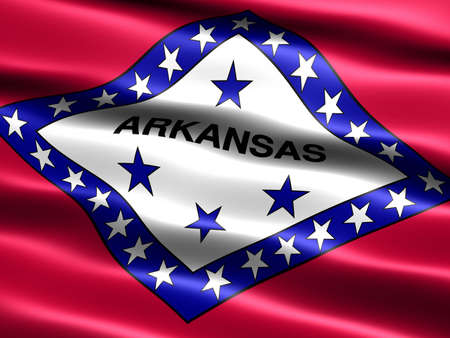 Computer generated illustration of the flag of Arkansas with silky appearance and wavesの写真素材