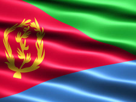 Flag of Eritrea, computer generated illustration with silky appearance and wavesの写真素材