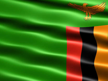 Flag of Zambia, computer generated illustration with silky appearance and wavesの写真素材