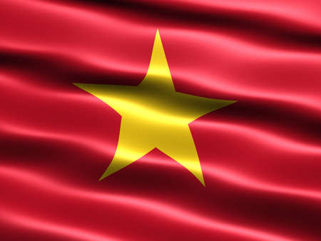 Flag of Vietnam, computer generated illustration with silky appearance and wavesの写真素材