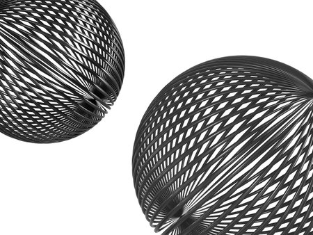 Two wired, metallic spheres. Monochromatic so they can easily be adapted in colors. Detailed...