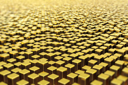 Thousands of golden bars or sticks forming a surface of pure gold.の写真素材