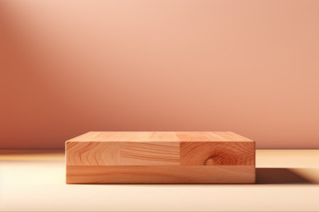 Wooden product stand on the shelf. 3d rendering mock upの素材