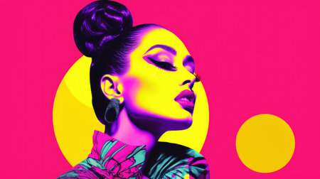 Fashion portrait of beautiful young woman with bright make-up and hairstyle.の素材