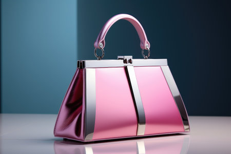 Luxury pink leather handbag. 3d render illustration.の素材