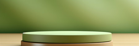 3d render of a green podium on a green background. Product presentation.の素材