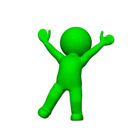 green 3D People - lift - isolated on white backgroundの写真素材