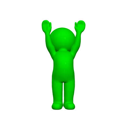 green 3D People - cheer 2 - isolated on white backgroundの写真素材