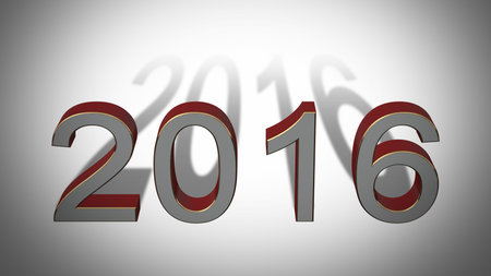2016 - 3D year Number New Year with long shadow