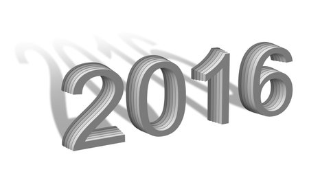 2016 - Year number New Year with long shadow