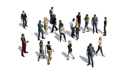 Crowd of people isolated on white backgroundの写真素材