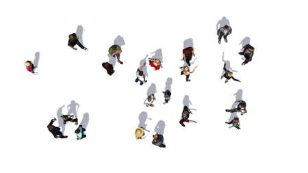 Crowd of people in top view isolated on white backgroundの写真素材